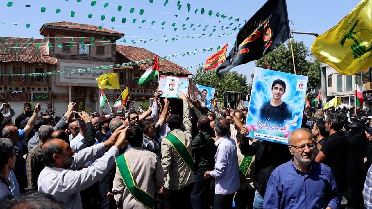 تشییع باشکوه شهدای جنایت رژیم صهیونیستی در ساری